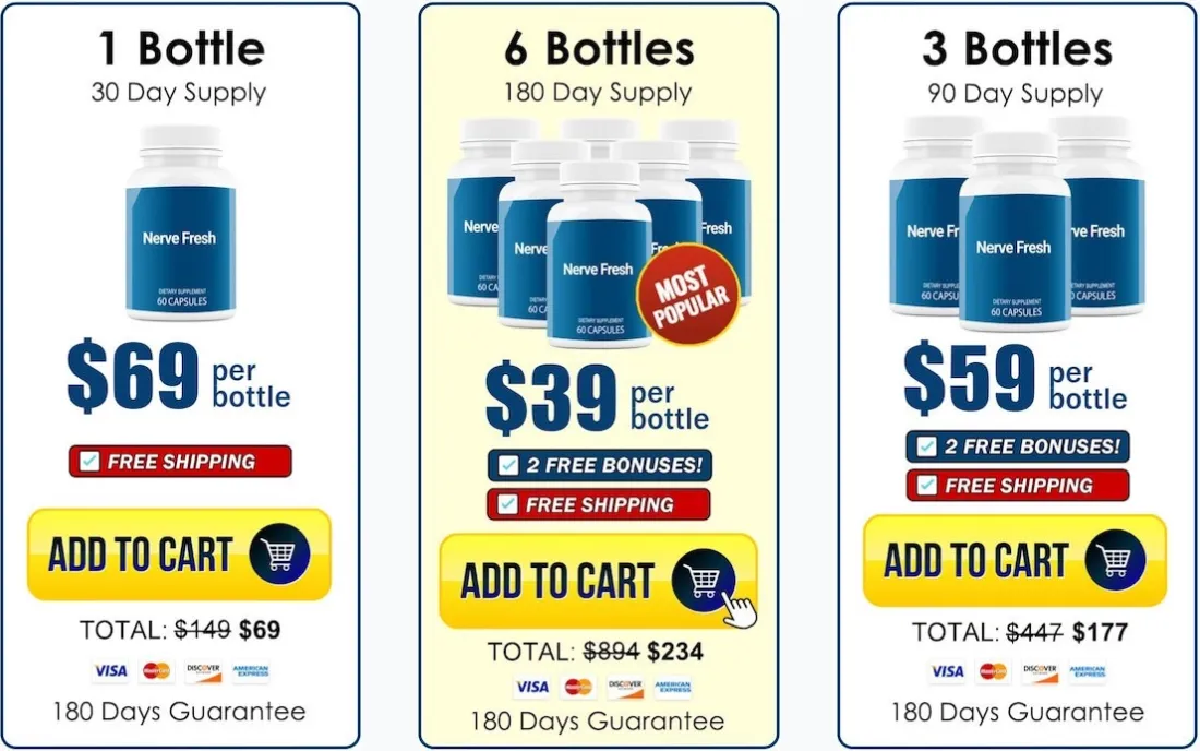 Nerve Fresh pricing and packages - order now